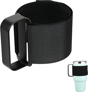 Tumbler Handle for 30OZ YETI Rambler, RTIC, Owala, Ozark Trail Travel Mug, Adjustable Handle Fit for 20Oz - 64Oz Water Bottles, Anti Slip Cup Handle for Tumblers, Tumbler Bottle Holder Black