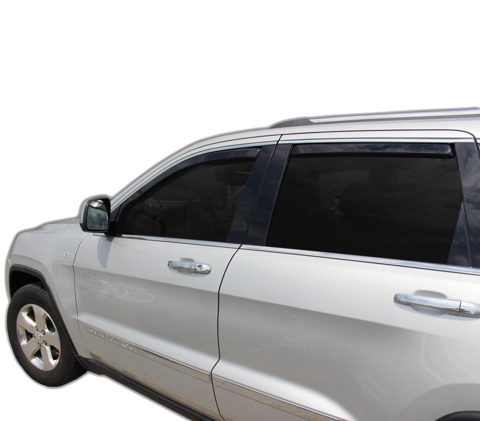 J&J AUTOMOTIVE GP Windabweiser passend für Jeep Grand Cherokee 2011-2021 4tlg, Vorne und Hinten Regenabweiser Passform Getönt Schwarz