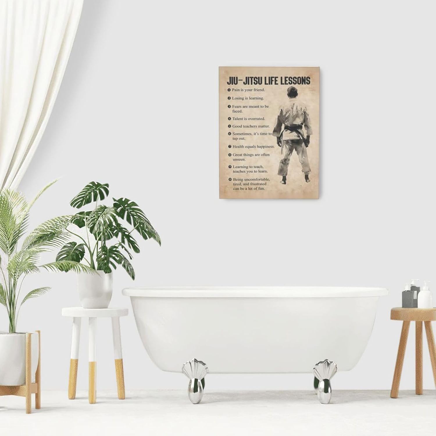 Qvintra Jiu-Jitsu Wall Art Jiu Jitsu Wall Decor Canvas Pictures Framed Poster Decorations Print Painting Artwork for Living Boy Room Bedroom Bathroom 16"x12"