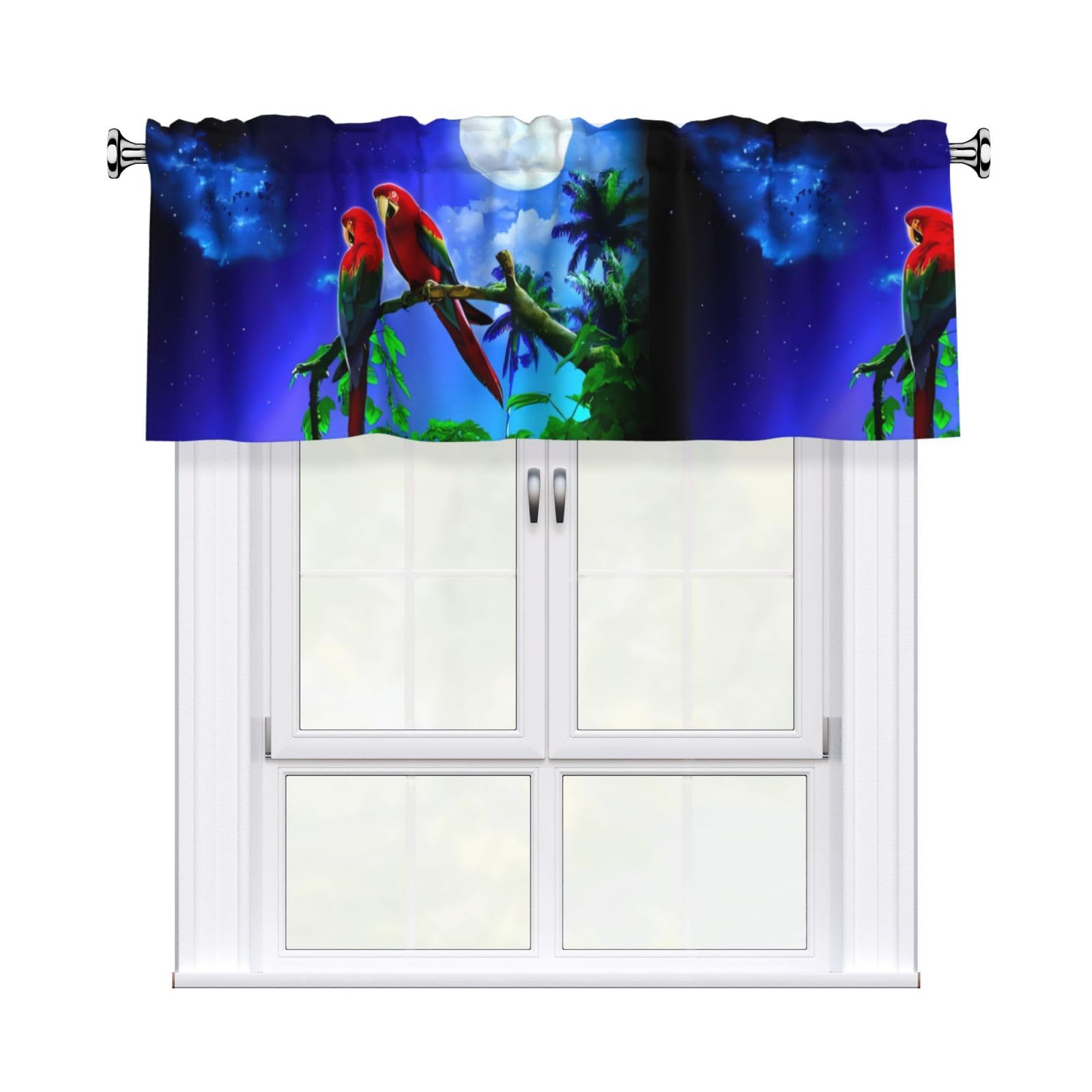 YYHHAOFA Parrot Prints Durable Kitchen Window Layer – 54x18 Inch 100% Polyester Valance with Precision Construction