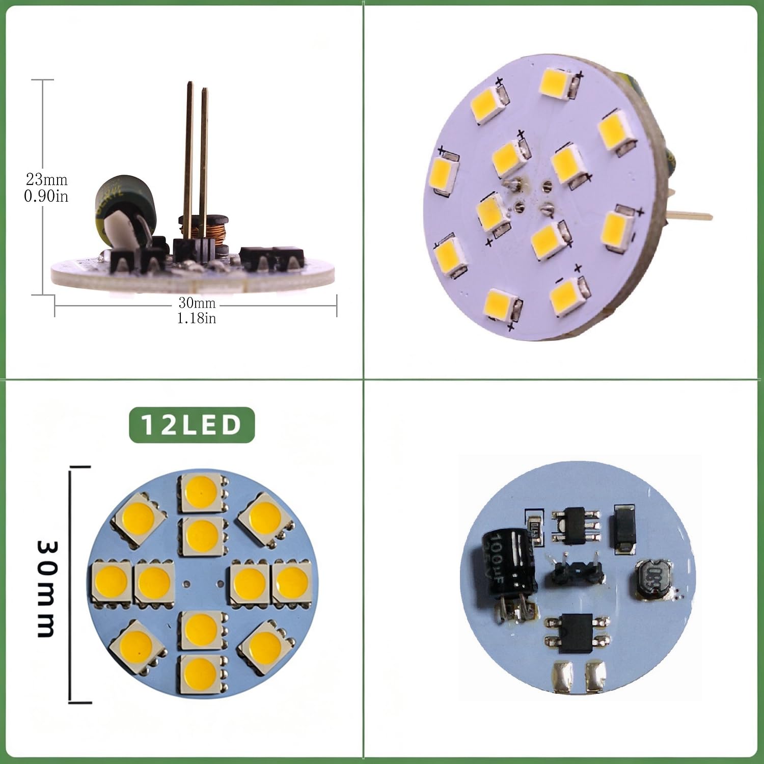 G4 LED Scheibenleuchte 12v 3w Geeignet für Schrankleuchten in Innenräumen (12V-3W 10 Stück/Warmweiß 2700K)