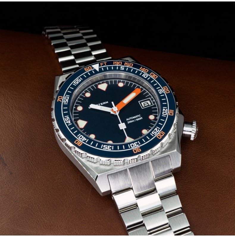 Seestern S407 Automatico Acciaio Blu Ceramica Datario Diver Orologio Uomo