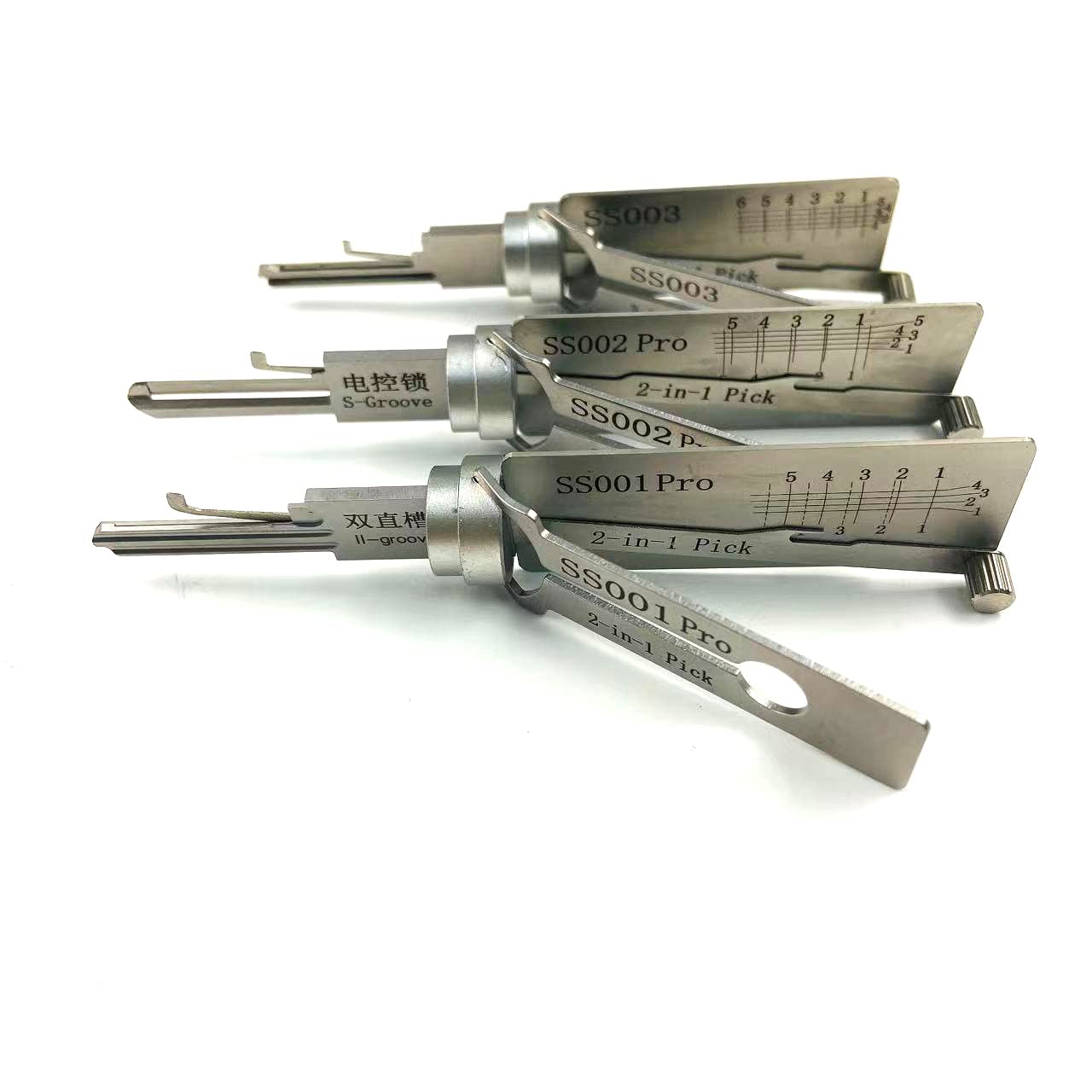 TPM GO Locksmith Supply SS001 SS002 and SS003 2 in 1 Decoder and Pick Tools for S-Groove Lock, Door Padlock for Family