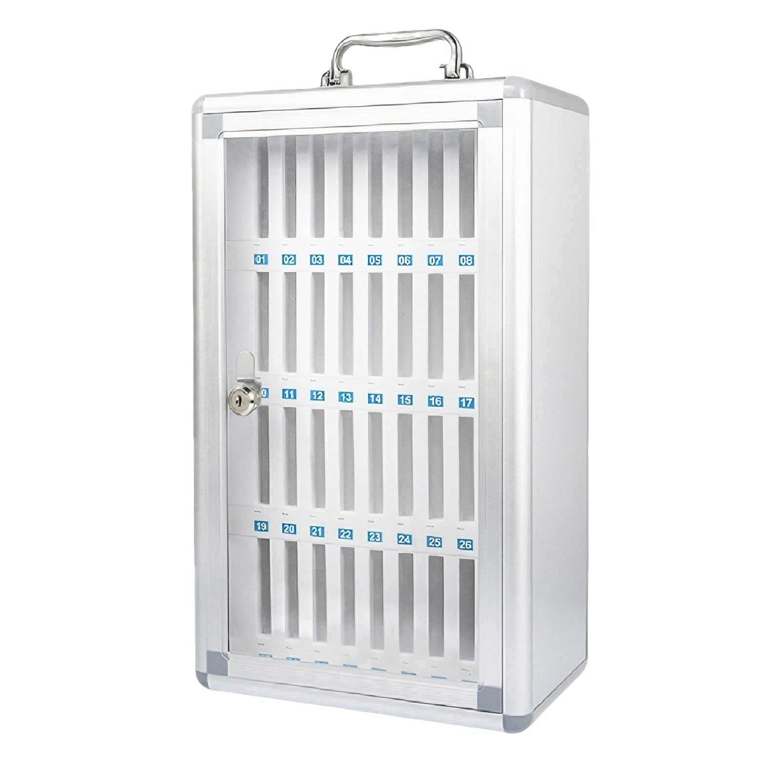 Zephviora 36-Slot Aluminium Alloy Cell Phone Locker with Keys, Wall Mount or Desktop Phone Storage Cabinet with Handle & Numbered Slots for Classroom, Office, Gym (36 Slots)