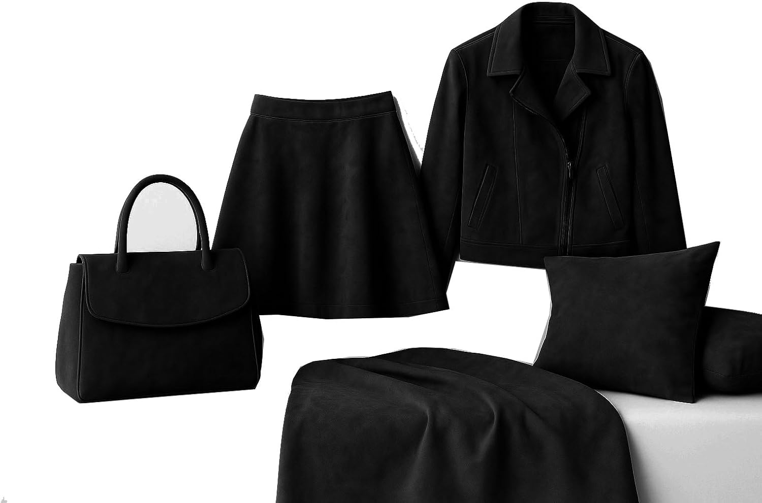 Black Suede Microsuede Fabric Upholstery Drapery Fabric (5 Yards)