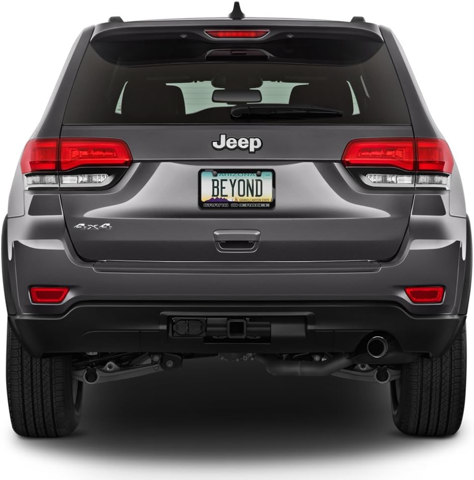 iPick Image Made for Jeep Grand Cherokee Outline Black Metal License Plate Frame