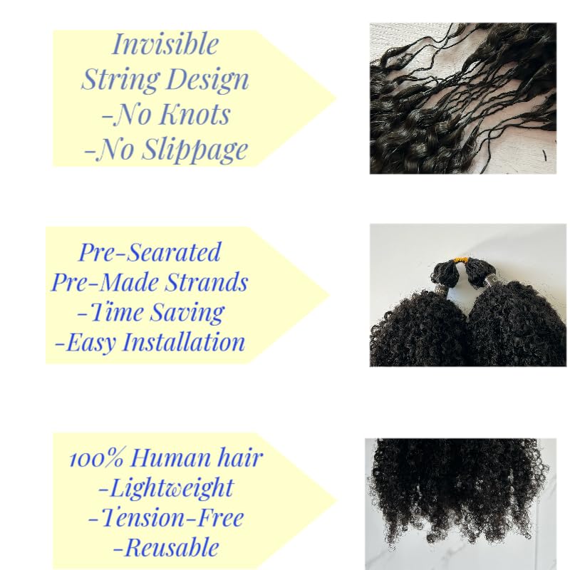 2 piece Afro Kinky Curly Knotless Pre-Separated Crochet Hair extensions Afro Twist Soft Braiding human hair extensions for Women Natural Color 18 Inch 120g 18 Inch (120 g)