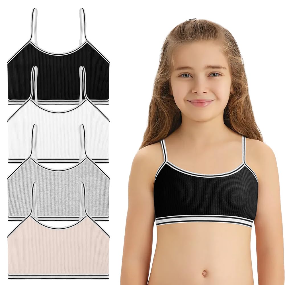flintronic Mädchen Sport BH, Bustier Baumwolle, Teens U-förmiger Rücken Unterwäsche, Top Bustier, für 8-15 Jahre Kinder