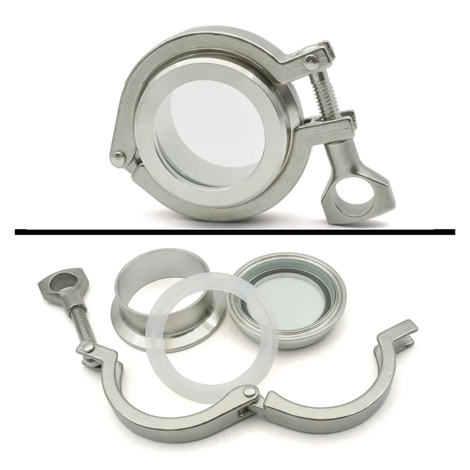 Indicatore di flusso sanitario da 1,5"-4", diottria, rifrattometro ottico in acciaio inossidabile 304, diametro esterno 50,5-119 mm(Pipeline tee,63MM X FERRULE 77.5_1 PCS)