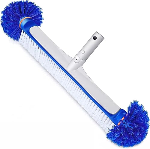 Cheerclean Cepillo de piscina, cerdas hemisféricas, cabezal de cepillo de limpieza de piscina, cepillo de pared de piscina con mango de aluminio,