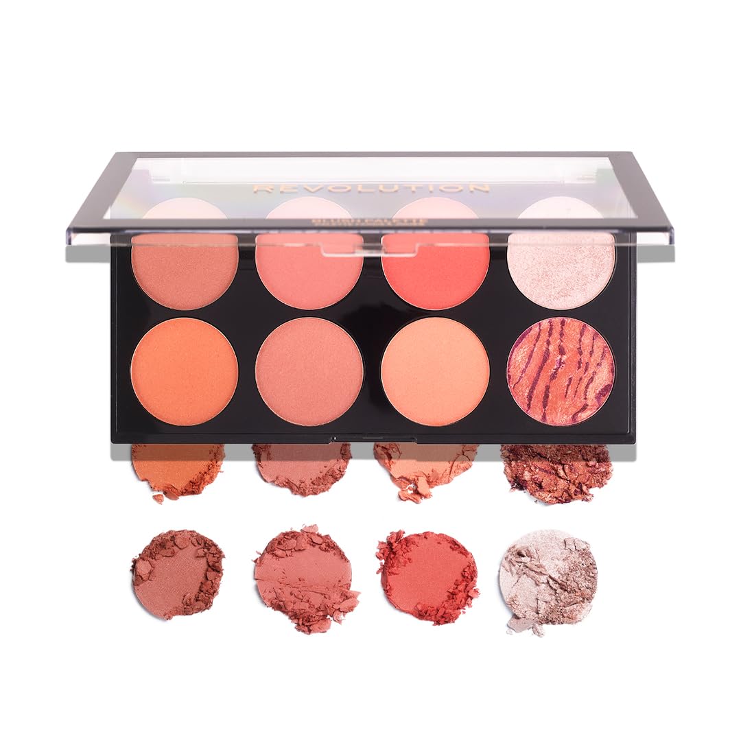 Ultra Blush Makeup Palette, Bronzer & Highlighter Makeup, Includes 8 Shades, Gluten free, Vegan & Cruelty Free, Hot Spice, 13g