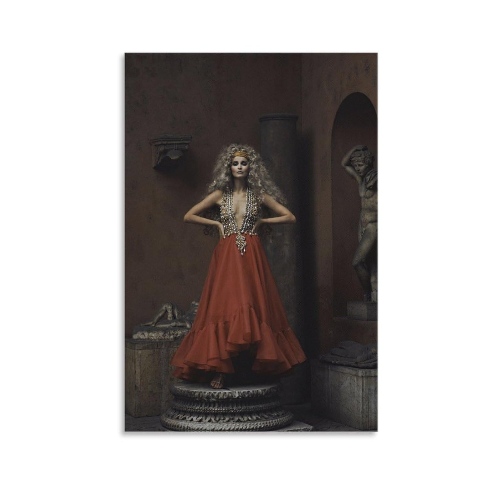 open lace back dress SAMANTHA JONES IN RED DRESS, ROME, 1969 by Ormond Gigli Poster Posters Wall  Art Painting Canvas Gift Living Room Prints Bedroom Decor Poster Artworks  12x18inch(30x45cm) : Amazon.ca: Home
