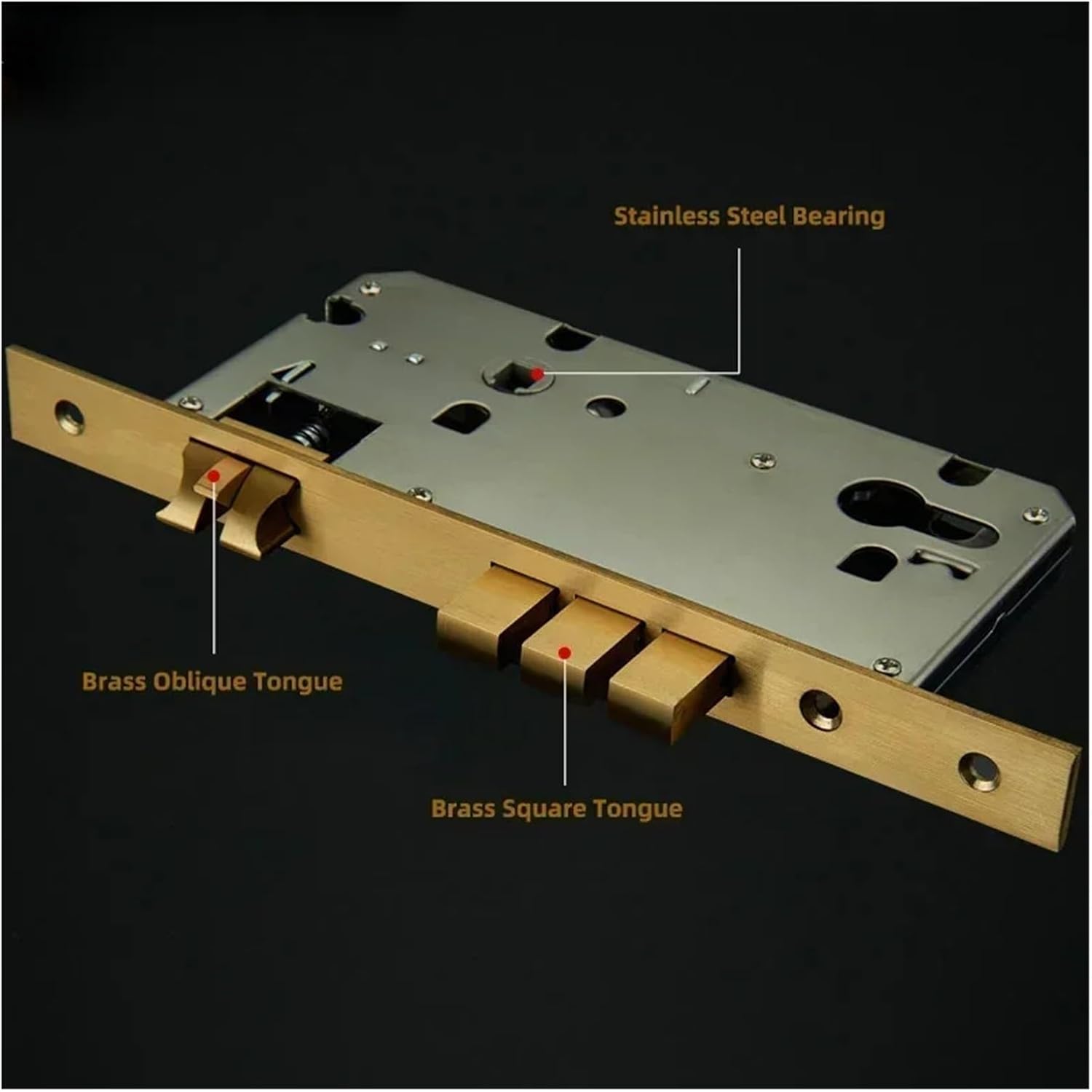 Solid Brass Door Lock European Fashion Entrance Door Lock Gold Interior Room Wooden Panel Gold Handle Lock(Rose Golden)