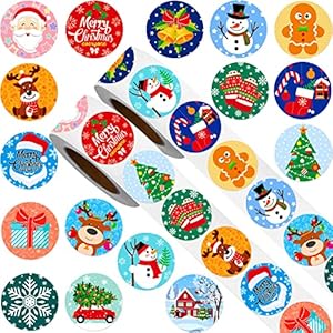 1000 pieces christmas roll stickers 1 inch winter holiday envelope stickers round xmas label tag seal sticker for christmas party supplies, book, cards, water bottles decor