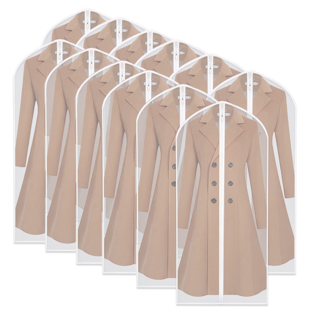 HomeClean Moth Proof Garment Bags (Pack of 6) Black Side Breathable Clear Garment Full Zipper Bags for The Winter Coats Jackets Clothes