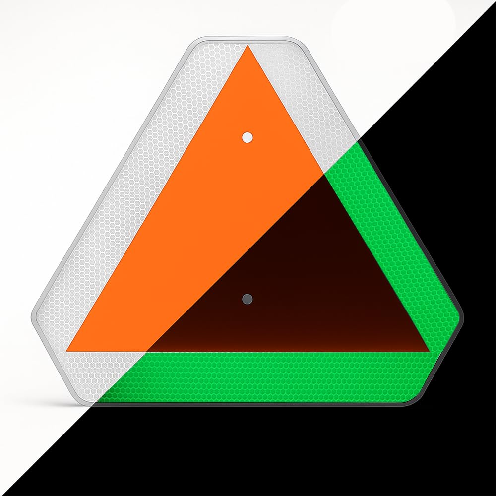 Glow in The Dark Slow Moving Vehicle Sign, 14x16 Inch SMV Triangle Sign