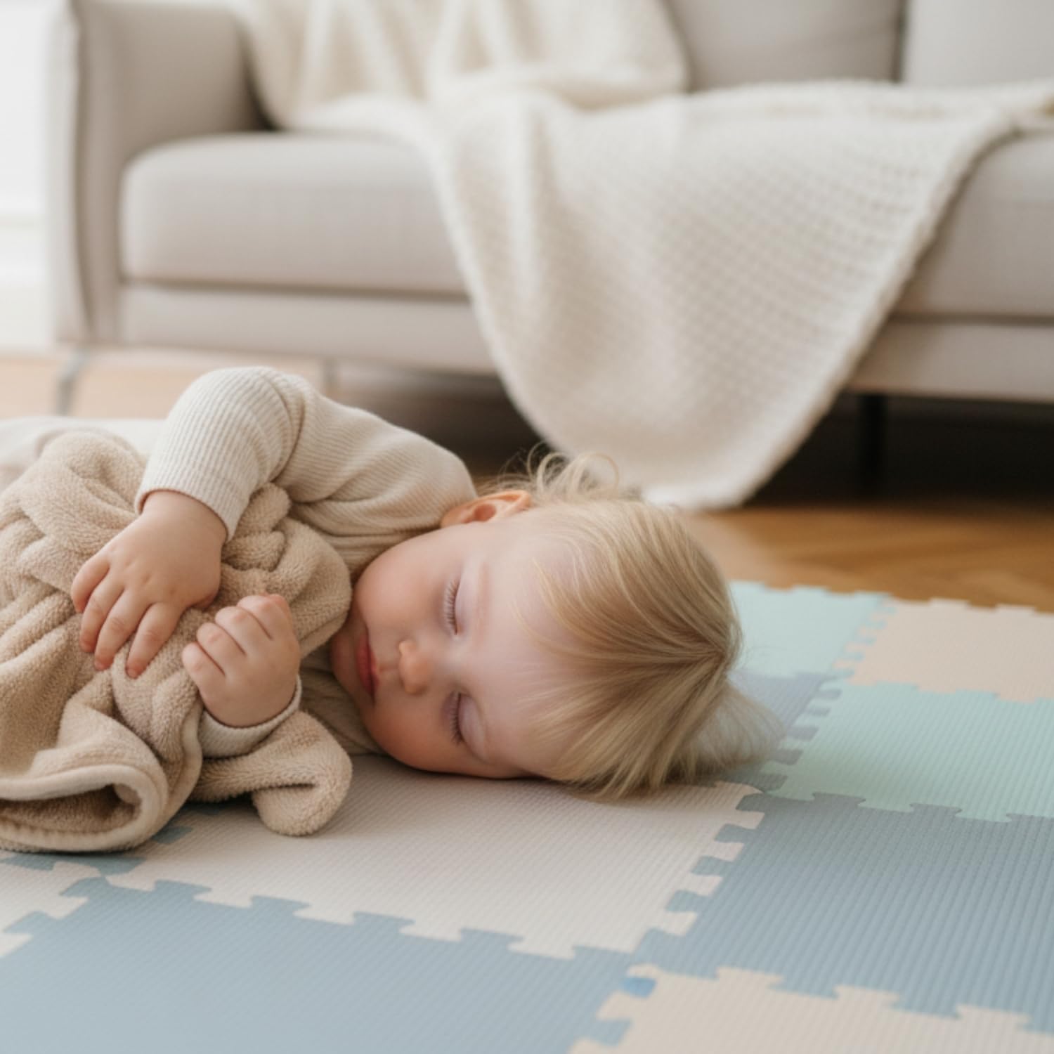 LittleTom 36 Pièces Tapis de Sol Bébé dès Le Premier Mois - 30x30 cm Dalles en Mousse EVA - Surface de Jeu Douce pour l'Éveil - Carrés Puzzle Antidérapants - Revêtement pour la Chambre des Petits