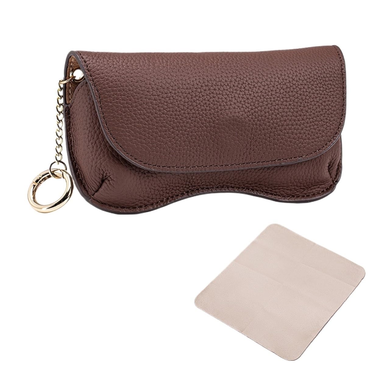 Étui de Luxe en Cuir véritable for Lunettes de Soleil, 1 pièce, Coque de Voyage Simple, Pochette de Protection Solaire à clapet, Sac à Lunettes(Chocolate)