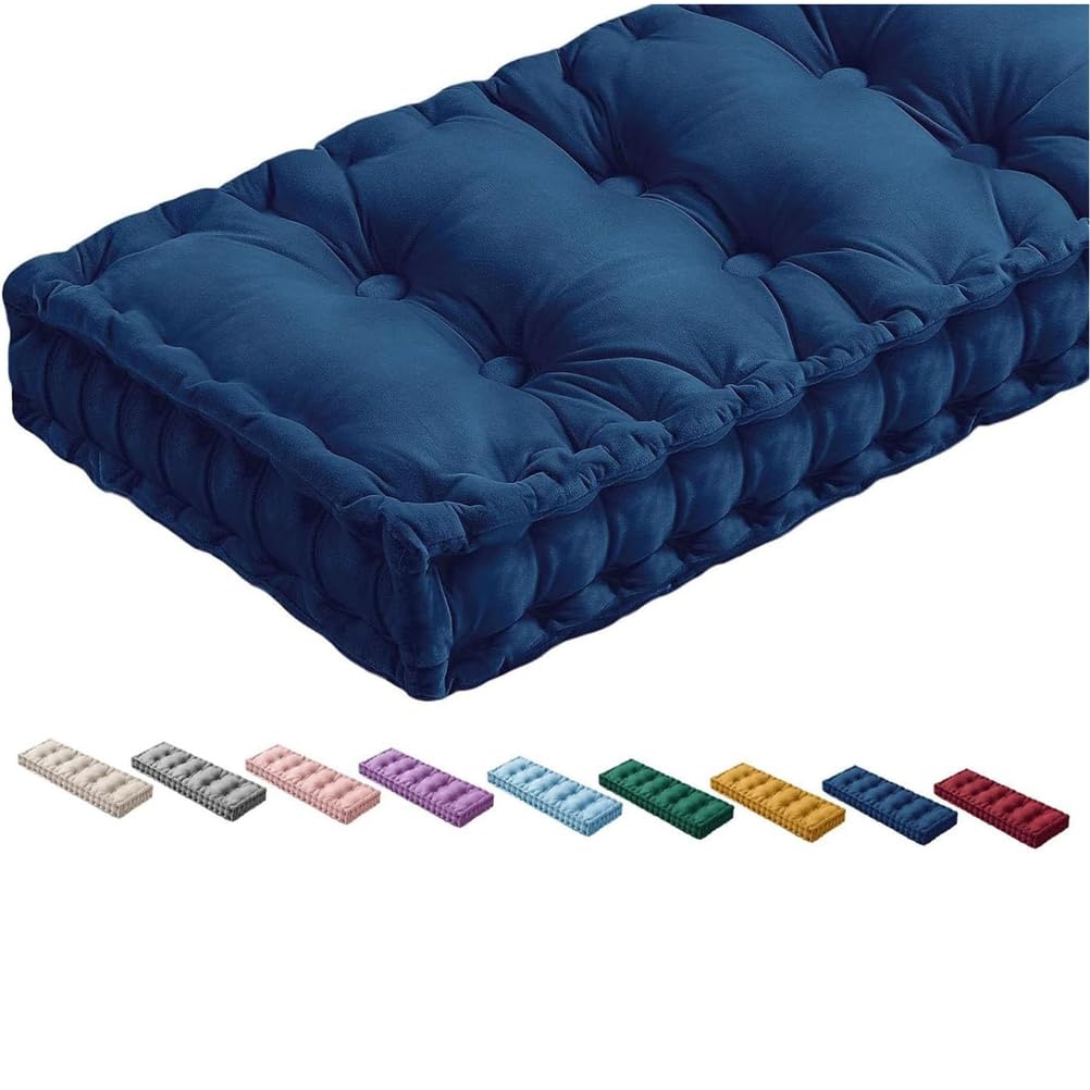 Bei - Panchina in velluto per uso interno, cuscino trapuntato, per finestra a golfo, cucina e sala da pranzo, 120 cm, 150 cm, 80 cm, 100 cm, 40 x 40 cm, 10 cm di spessore