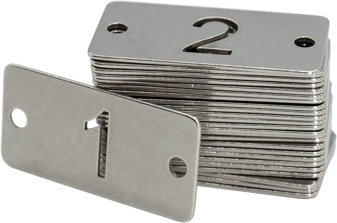 StayMax Rectangle Metal Hollowed Numbered Tags - Stainless Steel Key Tags (1-25) - Image 3