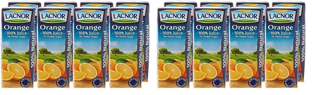 Lacnor Essentials Orange 100% Juice, No Added Sugar, 180 Ml Pack Of 16