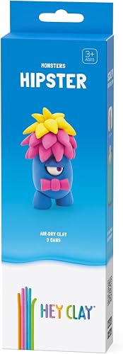 Hey Clay - Modelling Air-Dry Clay with Fun Interactive App - Hipster, series Monsters, 3 cans