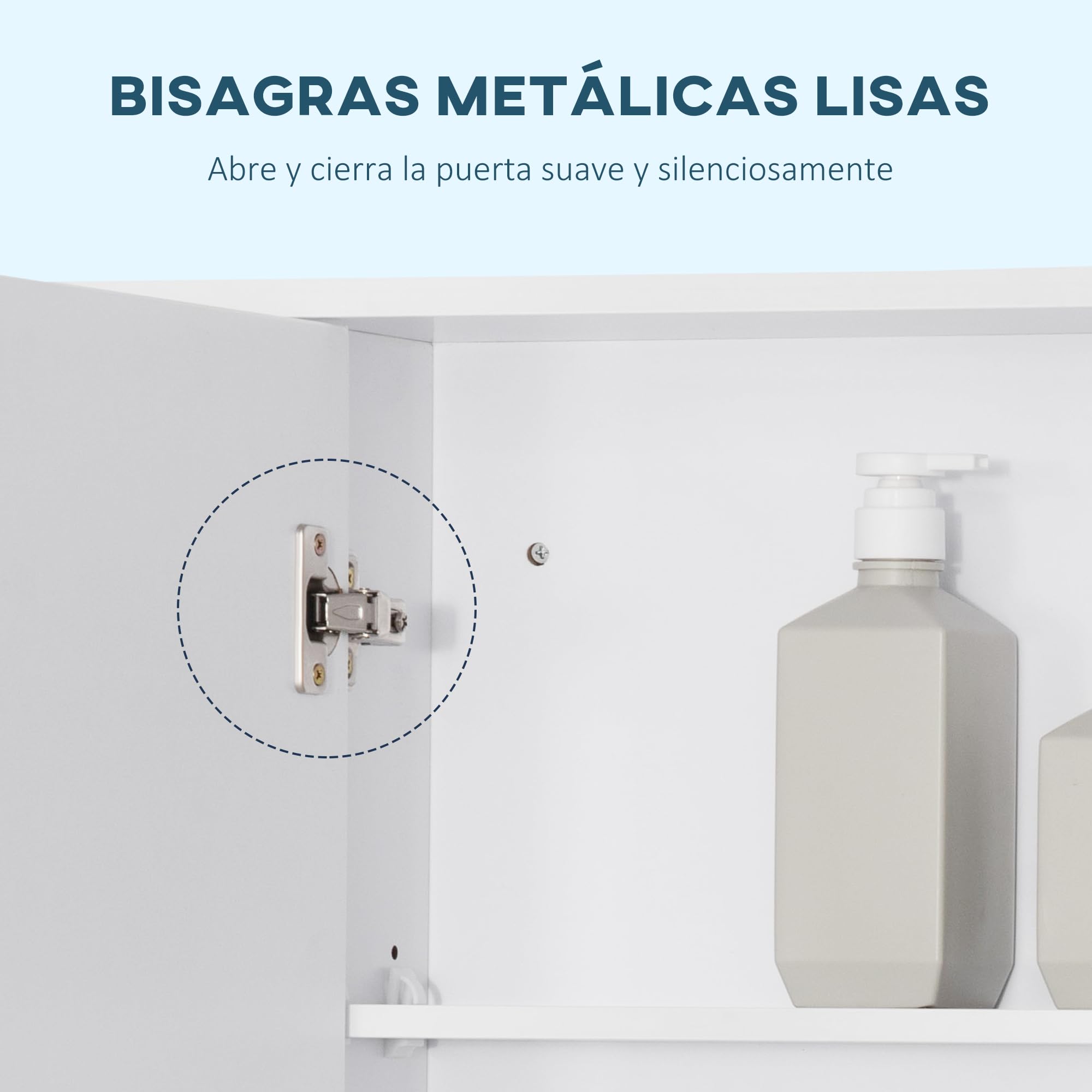 kleankin Armario de Baño con Espejo Armario de Pared 100x15x70 cm Blanco | Mueble de Baño Colgar, con Puerta, Estantes Abiertos