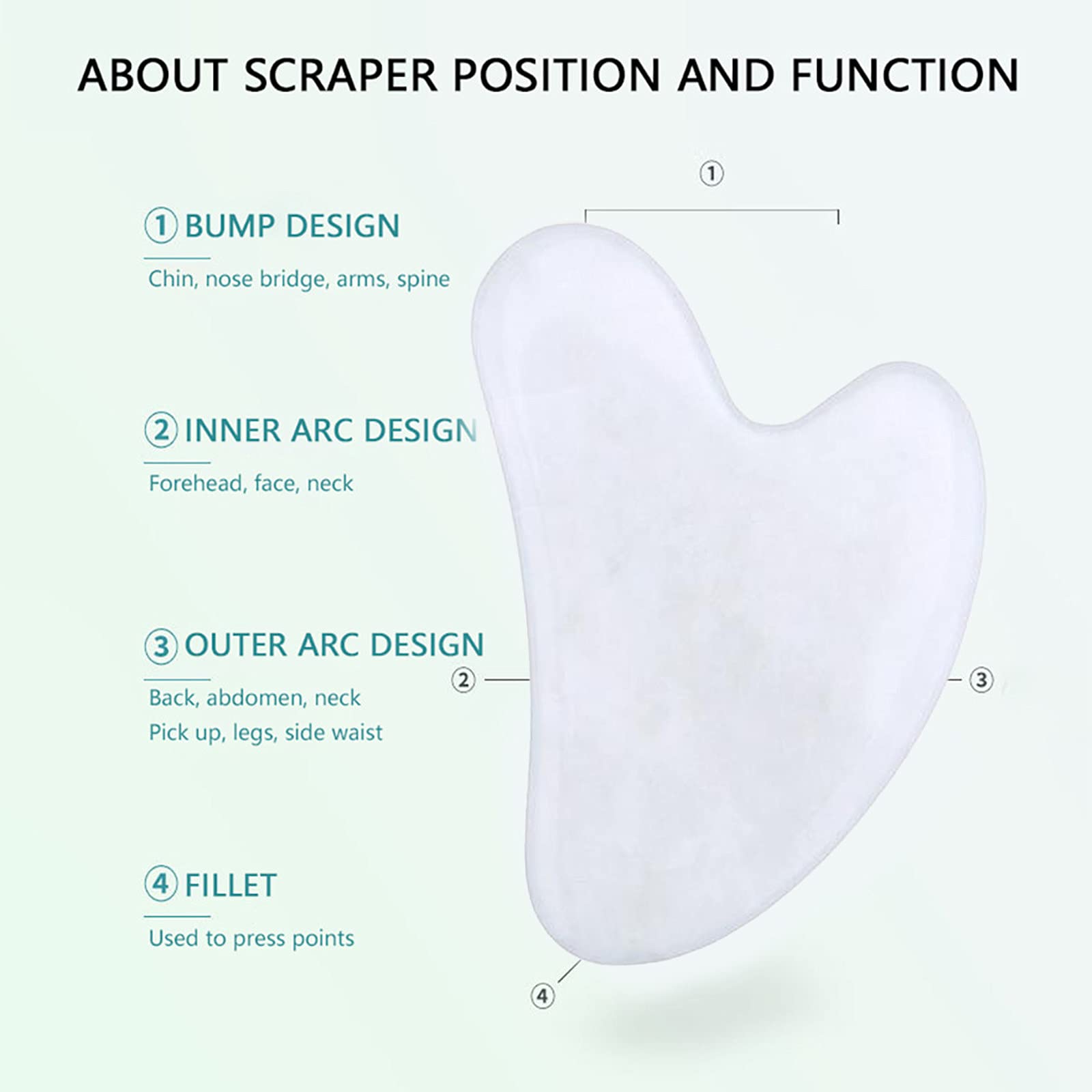 Gua Sha Kratzmassagewerkzeug 100% natürliches Rosenjadestein-Schönheitswerkzeug Gesichts Gua Sha zum Abnehmen und Straffen Rosa Herzförmig (Weiß)