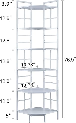 Miniatura 2 de HOMISSUE Estantería esquinera, estantería estrecha de 6 niveles de alto de 76.9 pulgadas, estantería de esquina industrial con almacenamiento para
