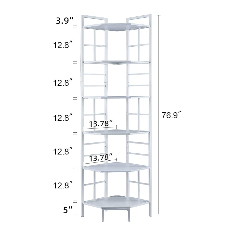 RNページ Narrow 6-Tier Tall Bookshelf with Metal Frame, Rustic