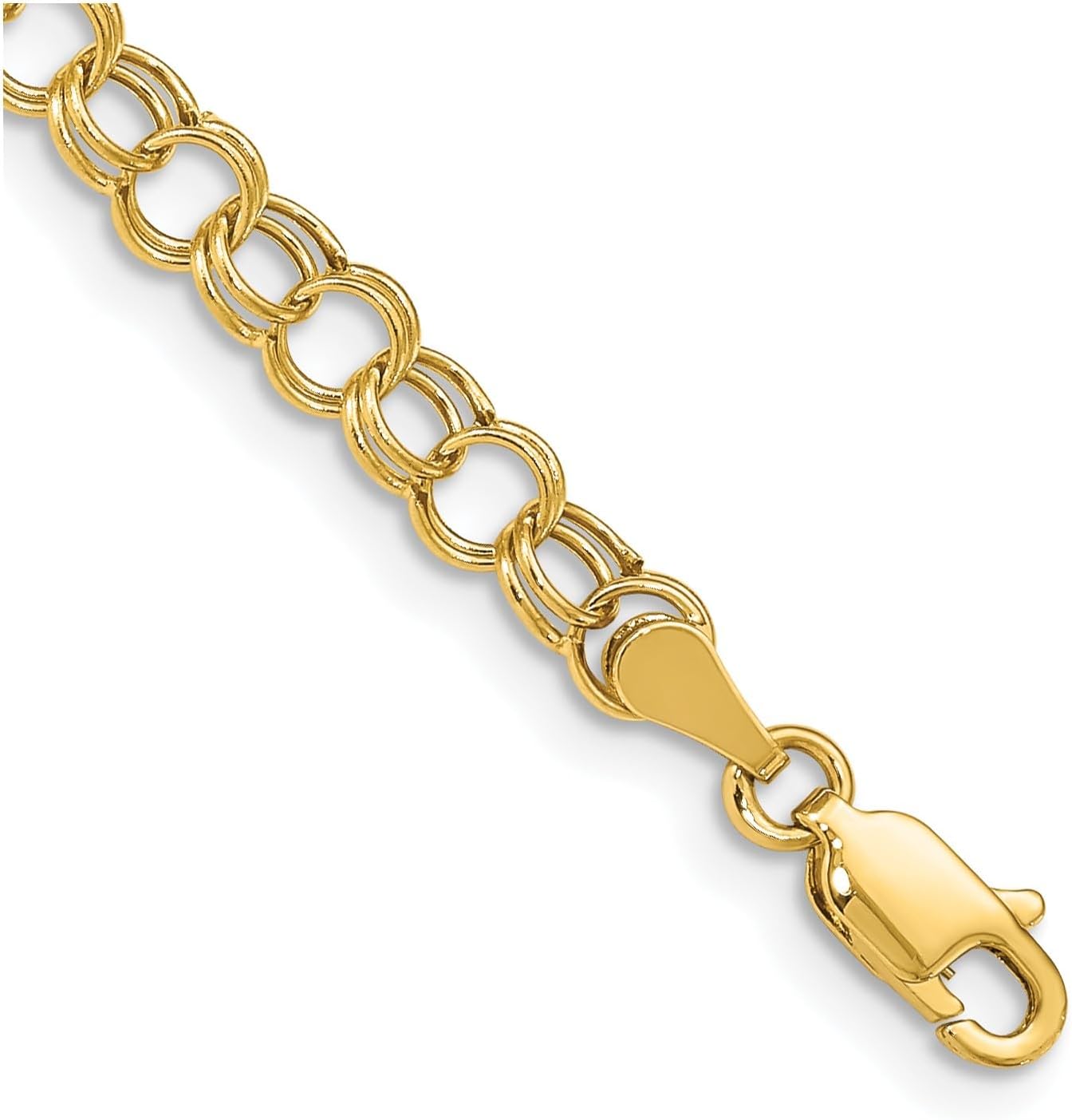 Diamond2Deal 14k Yellow Gold Hollow Double Link Charm Bracelet