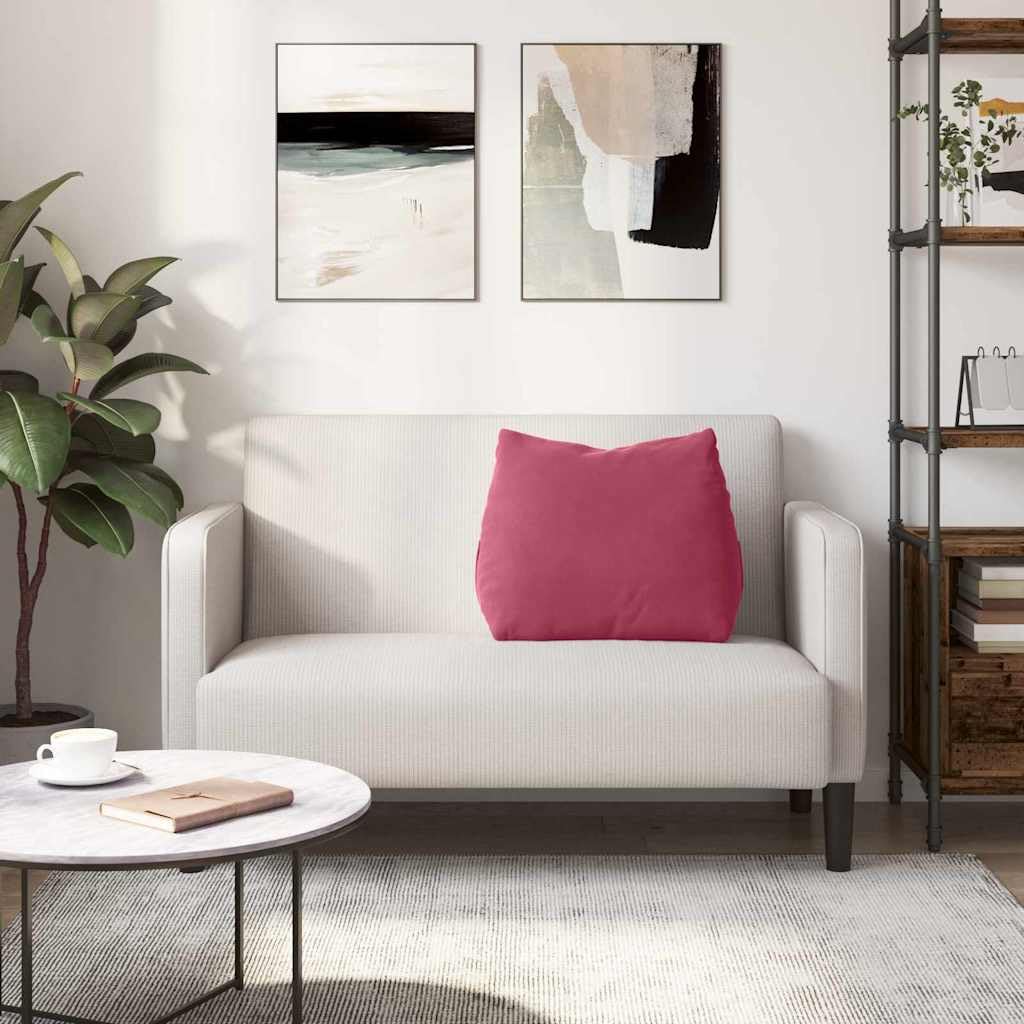 Poduszka na oparcie w kolorze czerwonego wina ze sztruksu, 60 x 20 x 50 cm, ergonomiczna poduszka do czytania, na sofę, do biura i łóżka, ze zdejmowaną poszewką, oddychająca i wszechstronna