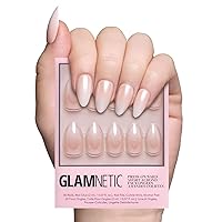 Vista 45 de Glamnetic - Confetti Uñas postizas semitransparentes, cortas en forma de almendra, calidad de salón 15 tamaños - Kit de 30 uñas con pegamento