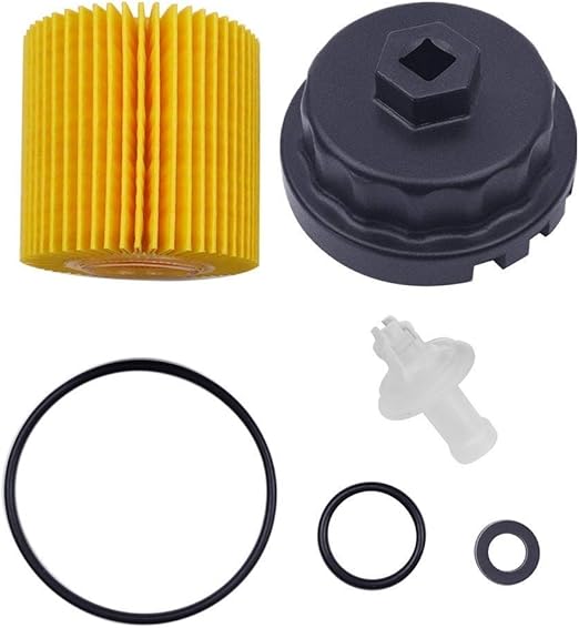 Genuine Oil Filter with Wrench for Toyota, Lexus, RAV4, Camry, Tundra, Highlander, Sienna and More,Oil Drain Plug Gasket Washers, Oil Filter Housing Cap Removal Tool Set for Oil Change and Oil Drain