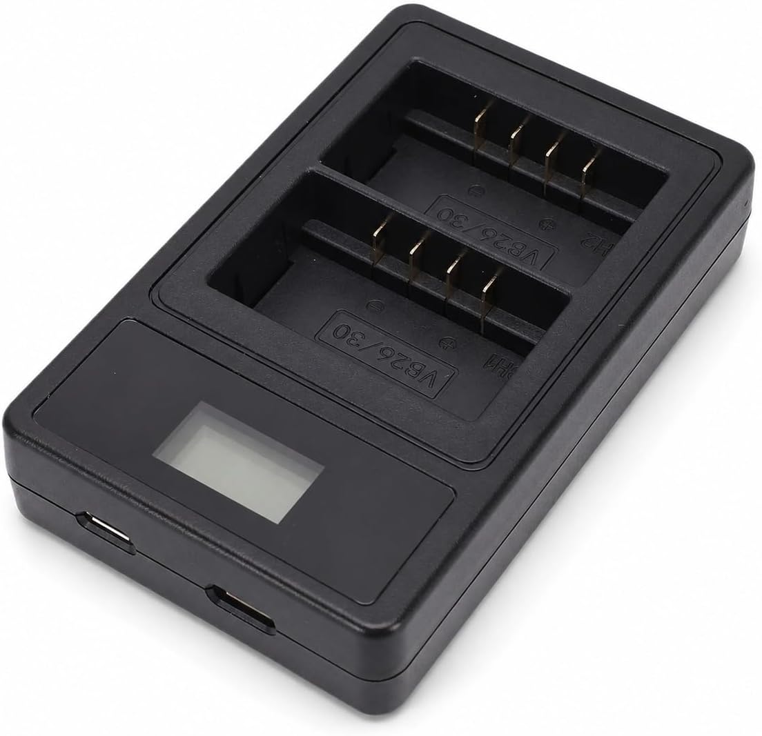 Vikye Camera Flash Dual Battery Charger, Smart Display