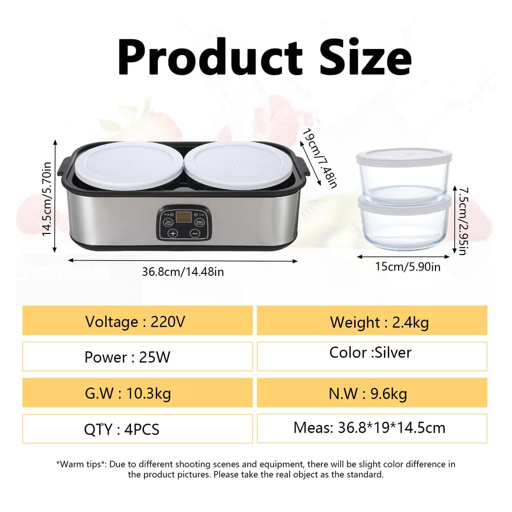 Yogurtiera Elettrica con Temperatura e Timer Regolabili