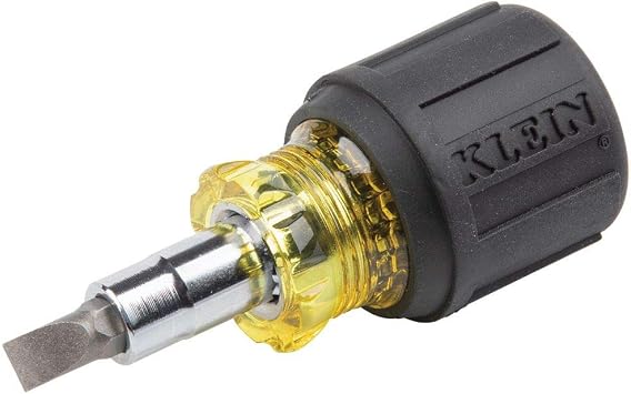 Klein Tools 32314 Electronic Screwdriver, 14-in-1 with 8 Precision Tips & 32561 Multi-Bit Screwdriver/Nut Driver, 6-in-1 Stubby Screwdriver with 2 Phillips, 2 Slotted Bits, 2 Nut Drivers