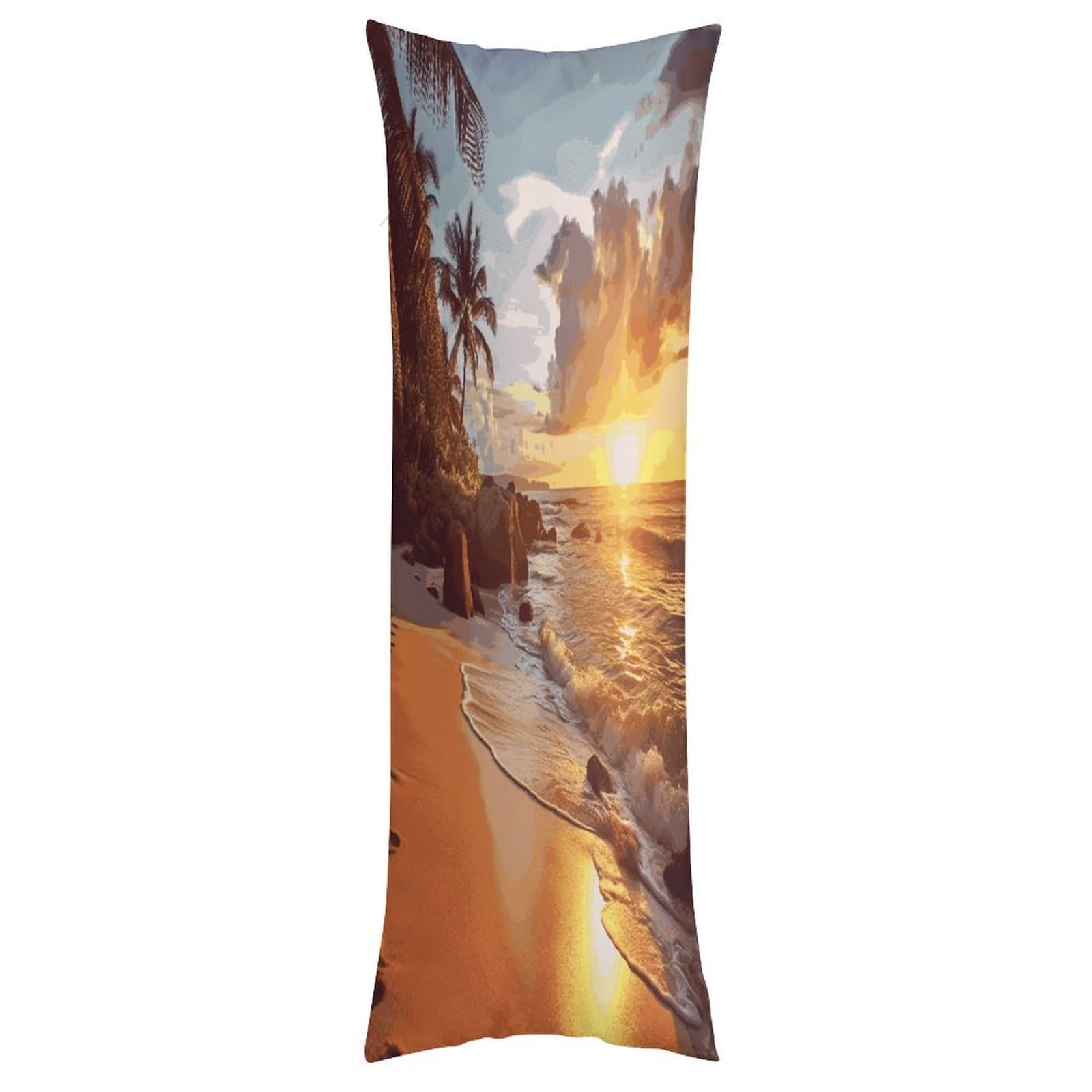 LDGSUPH Tropical Beach at Sunset Pillow Cases Soft Pillowcase with Invisible Zipper Wrinkle Resistant Pillow Covers Breathable Removable Pillow Protector for Bed Sofa Car 20"x54"