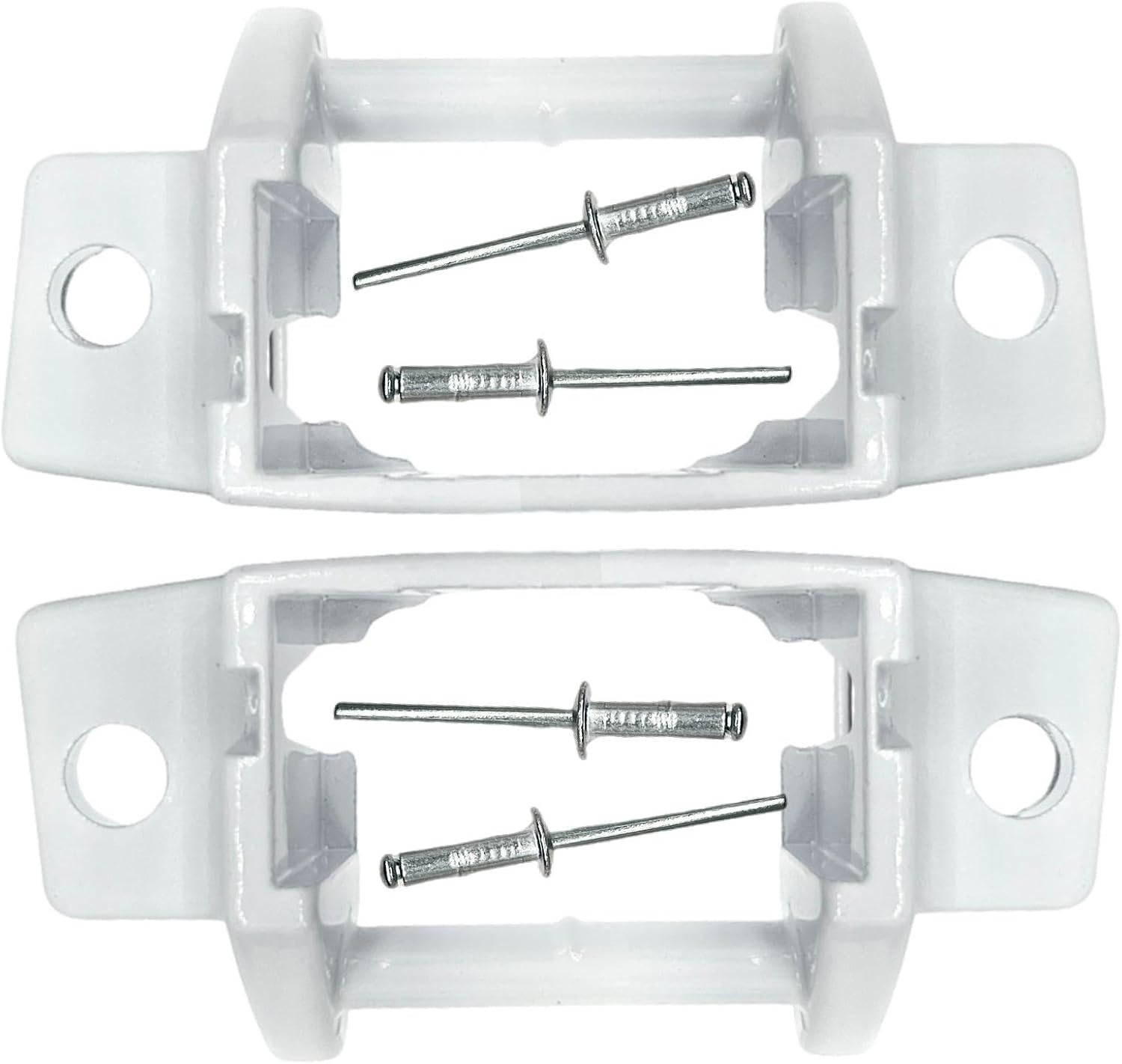 Compatible with RV A&E Awning Replacement Foot - Die-Cast Metal - Painted White - w/Rivets（2pc） (White)