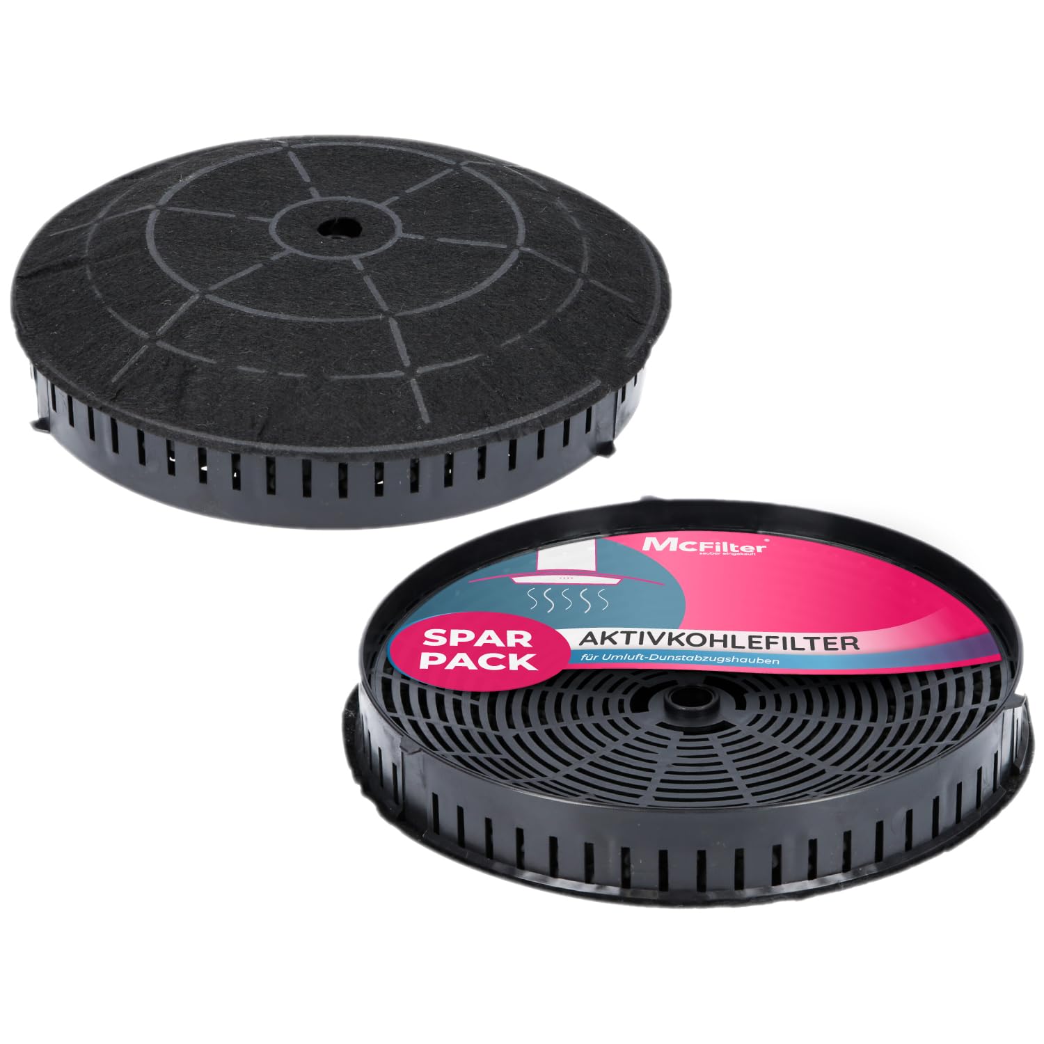 McFilter I 2x Aktivkohlefilter Ø 172mm für Dunstabzugshaube kompatibel mit Kohlefilter Elica CFC0038668 Typ57, Nyttig 440, AEG 4055171138 - Filter für Abzugshaube