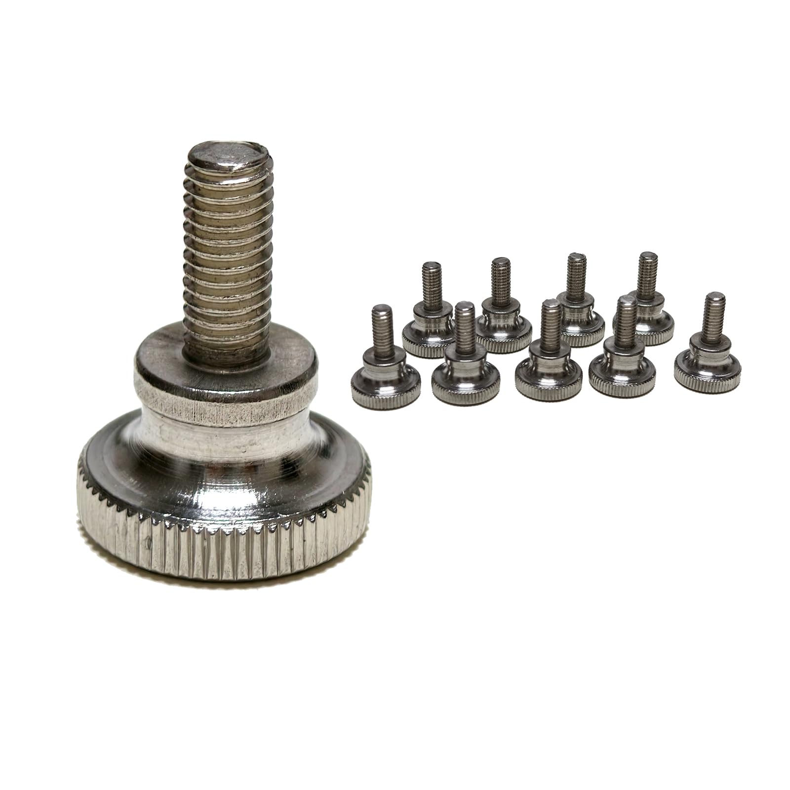 Viti zigrinate M5 x 12 mm in acciaio inox, testa piatta zigrinata per un facile serraggio a mano, viti per pollice, per mobili, macchine, fai da te, set di 10 viti M5