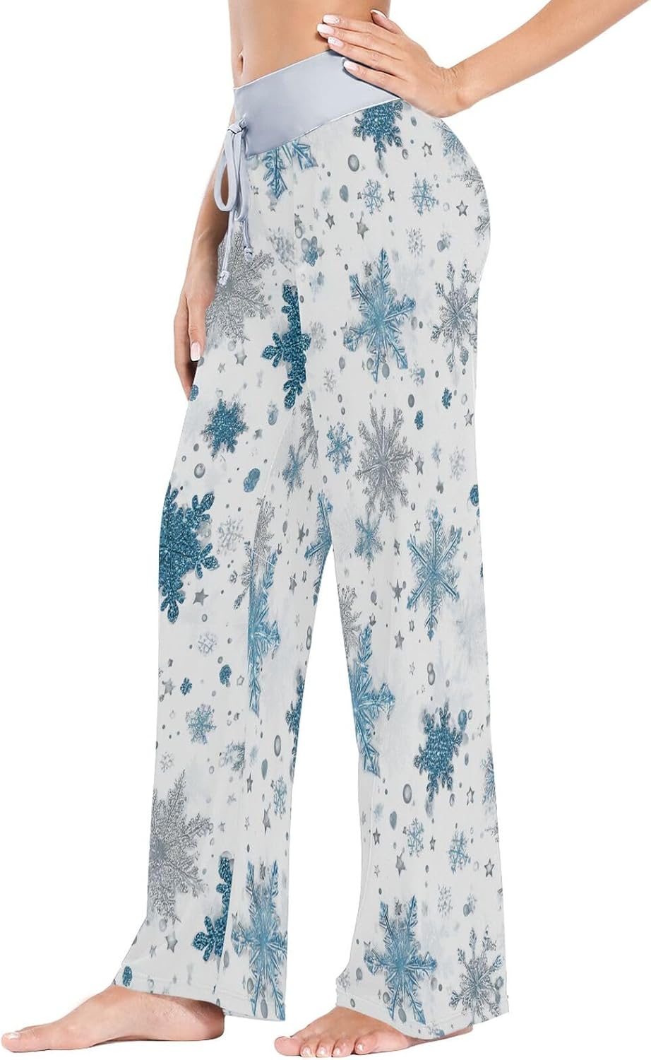 SHJI Women's Pajama Pants Blue Winter Snow Sleepwear Yoga Pant Drawstring Lounge Bottoms - Image 6