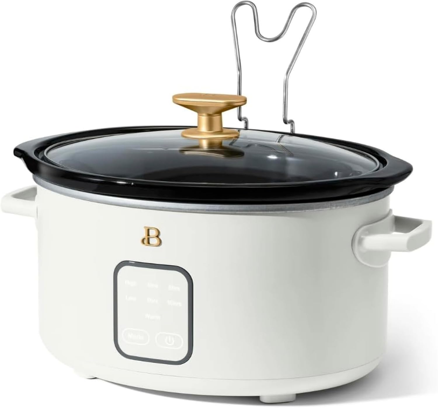 4-Quart Slow Cooker with Touch-Activated Display, Programmable Digital Controls, Removable Non-Stick Pot, Keep Warm Function (White Icing)