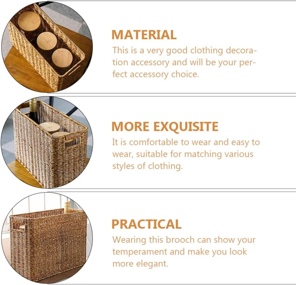 Wicker Magazine Basket Magazine Wicker Basket Woven Magazine Basket, 1 Pc Woven Magazine Rack Woven Storage Basket Woven Book Basket Magazine Wicker Basket (Brown)