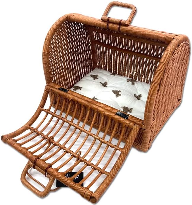 ラタンペットキャリー Sサイズ(専用クッション付き) (クッション：くま