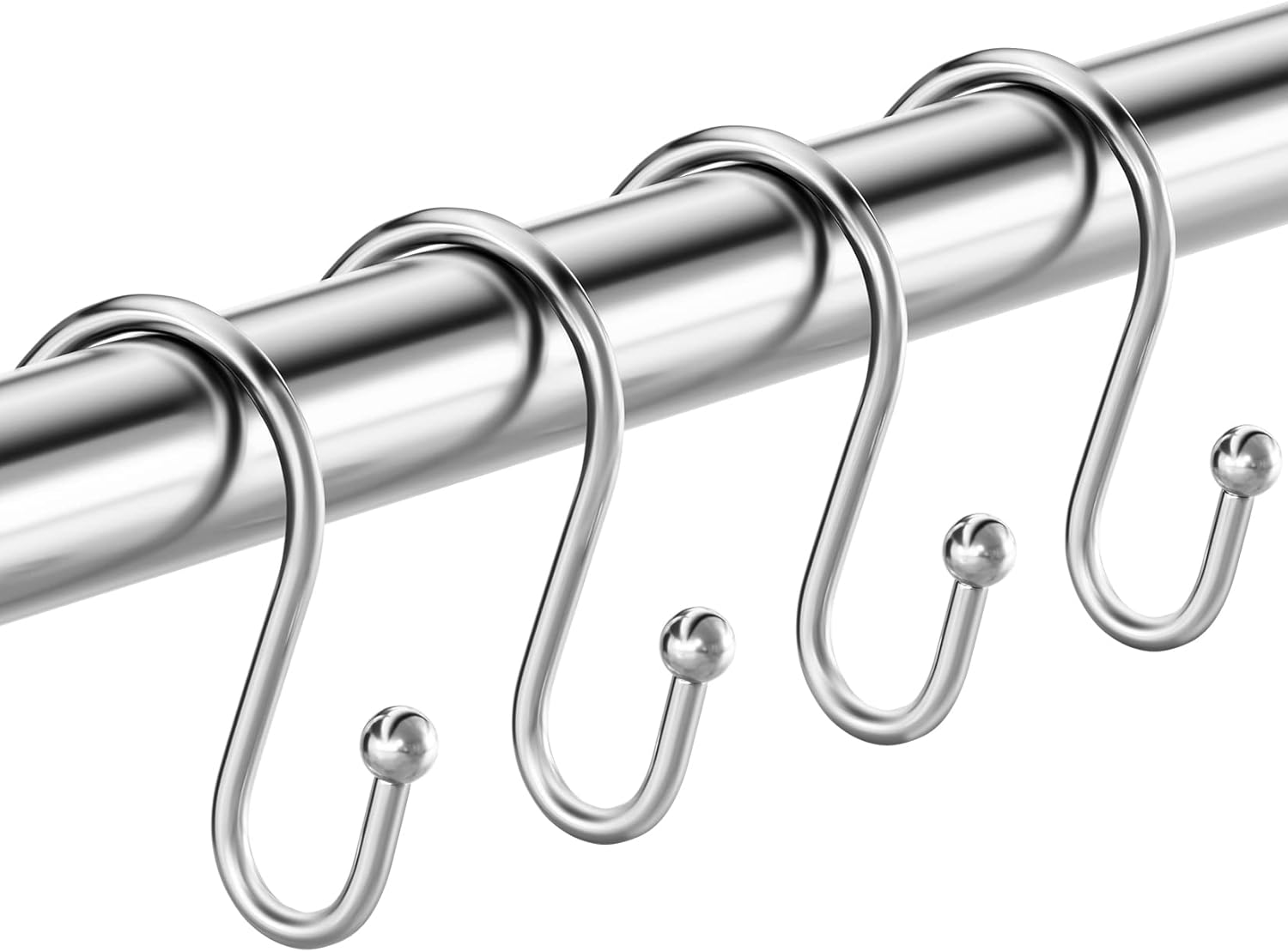 15 PCS Silver Shower Curtain Hooks Metal Shower Curtain