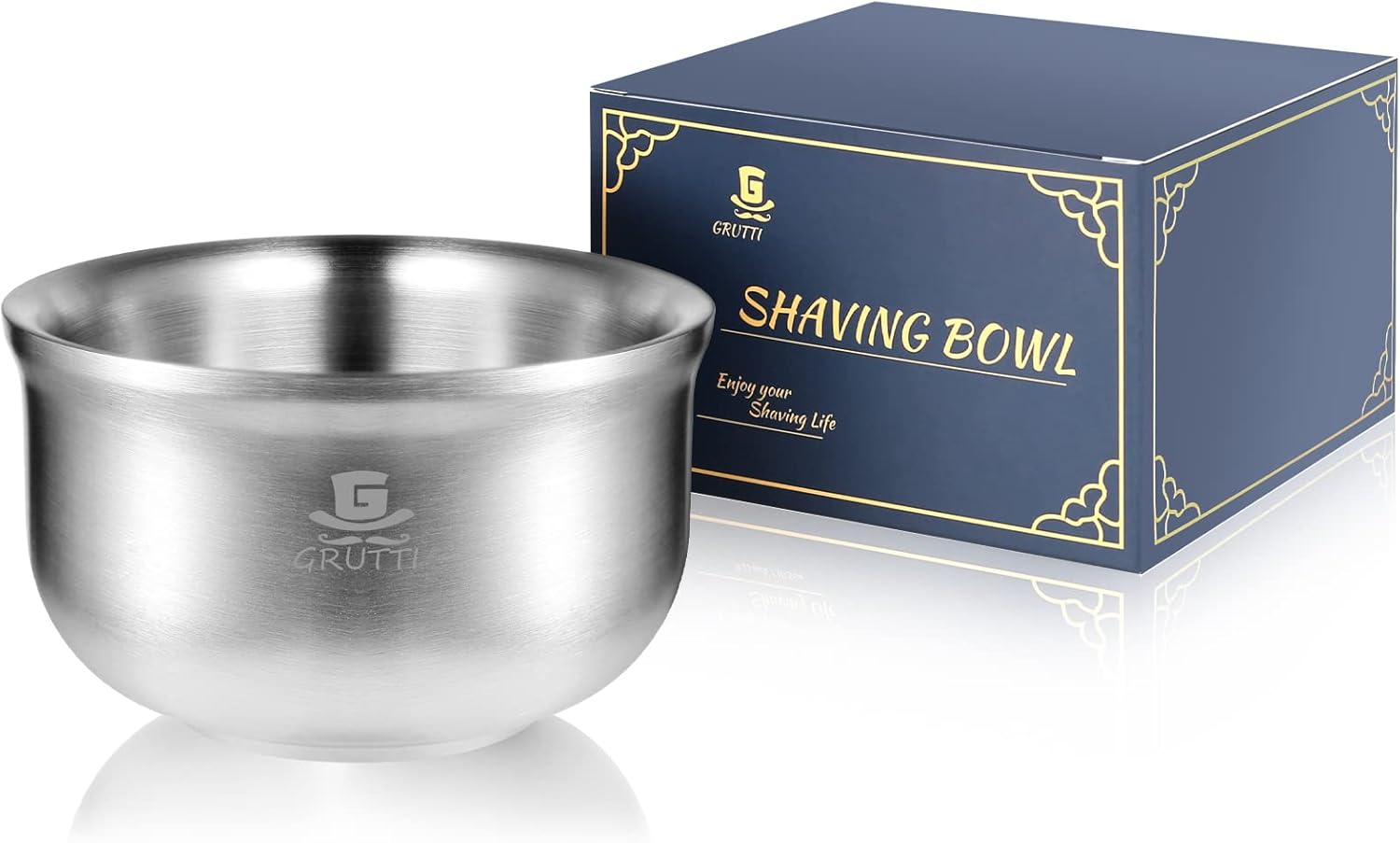 GRUTTI Shaving Bowl Stainless Steel Shaving Brush Bowl (4.13 inch/11