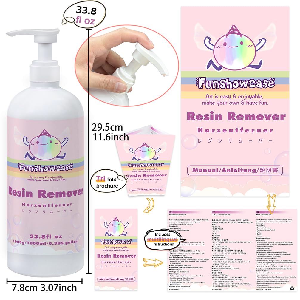 Removedor de resina epoxi, limpiador de herramientas y jabón de manos, 33 oz