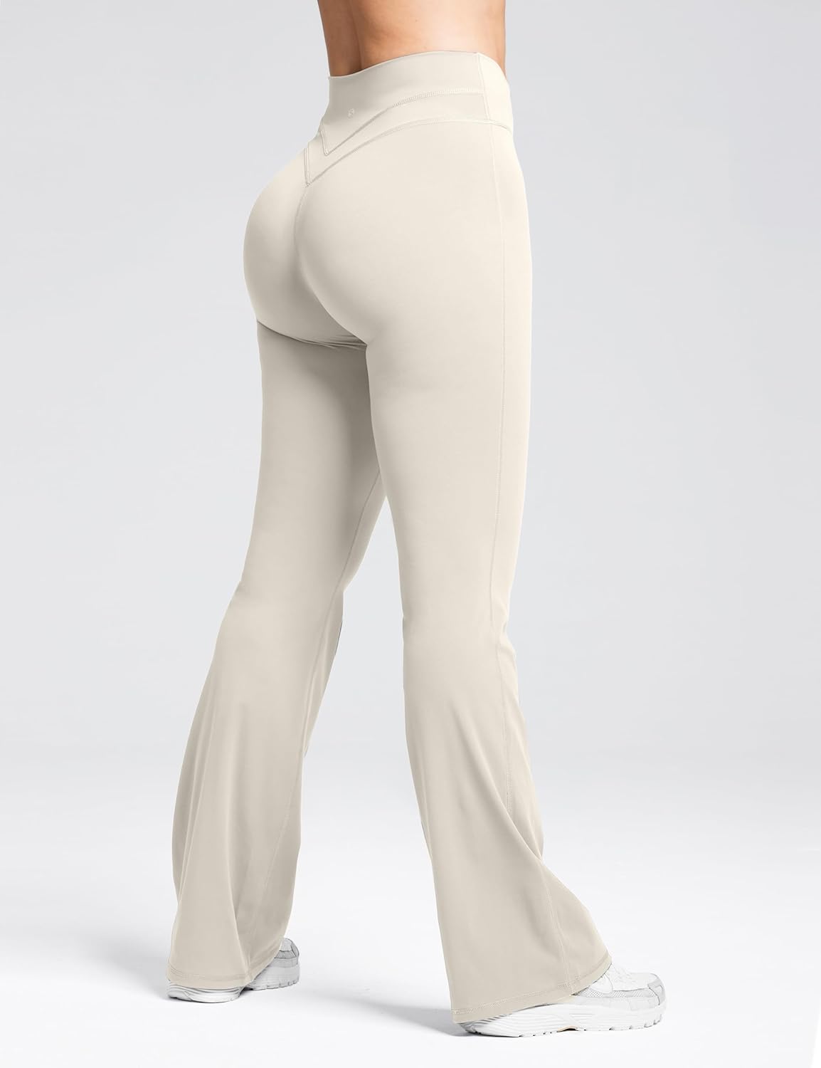 Sogetdo Crossover Flare Leggings for Women Seamless Tummy Control Bootcut Wide Leg Gym Workout Yoga Pants - Image 3