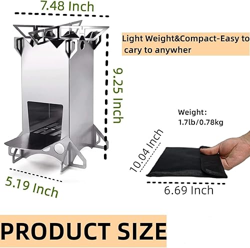 Miniatura 3 de Estufa portátil de cohete para acampar, estufas de camping portátiles de acero inoxidable para cocinar al aire libre, senderismo, supervivencia,